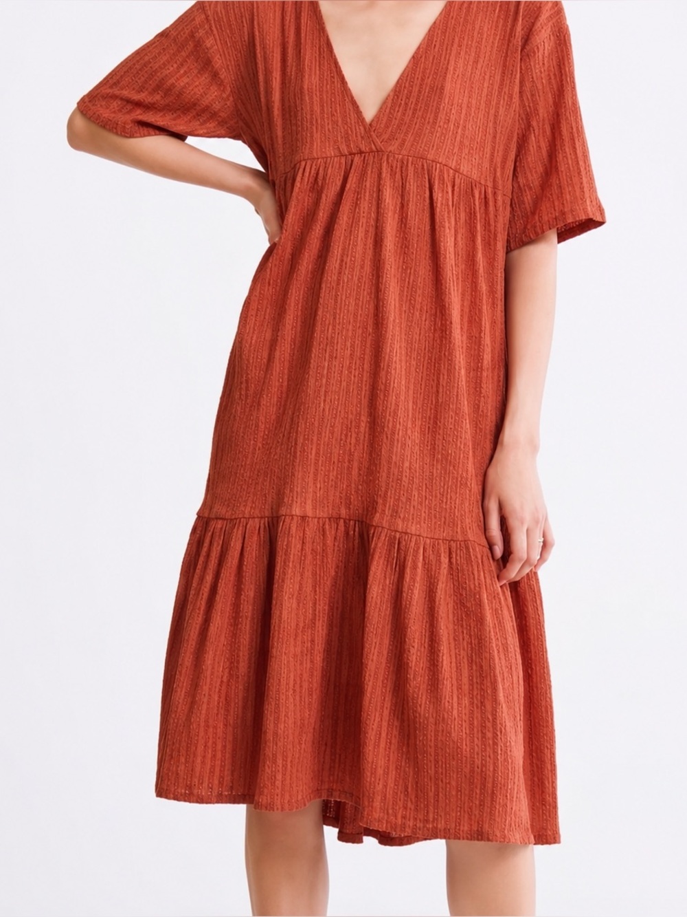 Zara Textured Woven Ruffle‎ Dress